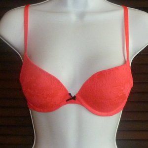 Xhilaration Neon Orange Push Up Bra, Lace, 32B